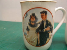 (3) Rare Norman Rockwell Classic Tall China Cups Rounded Bottoms Fine Porcelain
