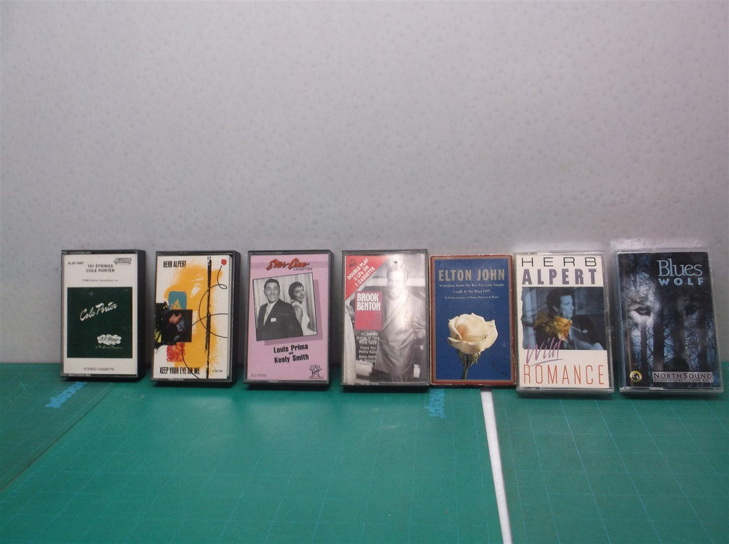 (7) cassette tapes Jazz genre Alpert 101 Strings Blues Wolf Benton Prima John