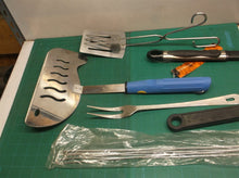 Lot of 6 Grilling Utensils- includes Spatula, basting brush, hot dog forks