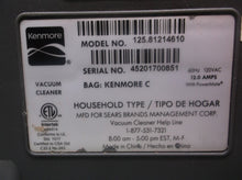 Kenmore 200 Series- Canister Vacuum Vacuum ONLY 125.81214610- sn45201700851