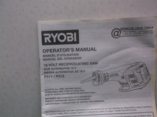 Ryobi p511/p515 Cordless Reciprocating Saw manual Only