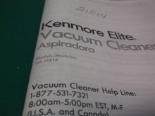 Kenmore Elite 21814 Pet Friendly CrossOver Canister Vacuum MANUAL ONLY