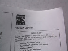 Kenmore 116.21814410 Power-Mate Vacuum REPAIR PARTS LIST ONLY