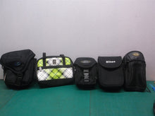 (5) small storage cases camera assorted sizes 4 Black 1 lime white black pattern