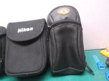 (5) small storage cases camera assorted sizes 4 Black 1 lime white black pattern