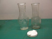 2 Salad Dressing Cruet Glass Shaker Bottles with 1 lid