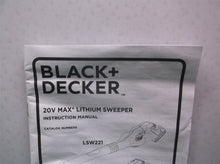 black & decker 20v max lithium sweeper lsw221/lsw321 manual only