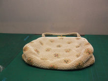 Vintage White Beaded Flower Handbag Top Handle Bride Purse Mother Bride/Groom