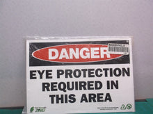 1097 Eco Safety Sign, Danger Eye Protection required in this area plastic 10x7