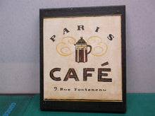 paris cafe square wood sign 6.5x8