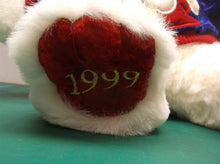 Vtg Kmart 1999 Christmas White Bear Plush Stuffed Animal Blue & Red Santa Shirt