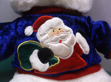 Vtg Kmart 1999 Christmas White Bear Plush Stuffed Animal Blue & Red Santa Shirt