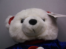 Vtg Kmart 1999 Christmas White Bear Plush Stuffed Animal Blue & Red Santa Shirt