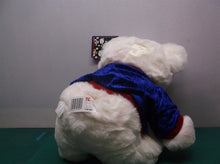 Vtg Kmart 1999 Christmas White Bear Plush Stuffed Animal Blue & Red Santa Shirt