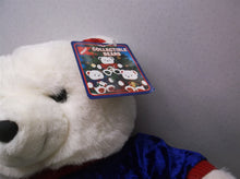Vtg Kmart 1999 Christmas White Bear Plush Stuffed Animal Blue & Red Santa Shirt
