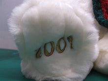 2001 Kmart Christmas Teddy Bear 18"White Stuffed Plush Green Red Scarf Hat