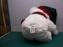 2001 Kmart Christmas Teddy Bear 18"White Stuffed Plush Green Red Scarf Hat