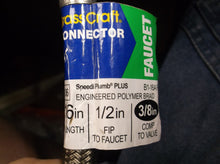 2 Brasscraft water supply lines 16" 1/2in to 3/8" & 12" toilet line 7/8 to 3/8