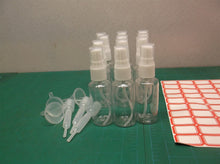 12 spray bottles with funnel & droppers