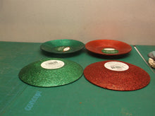 set of 4 plate candle holders 2 red & 2 green