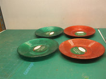 set of 4 plate candle holders 2 red & 2 green