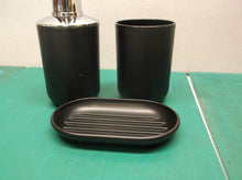JOTOM Bathroom Accy 3 Pieces Plastic Inc Soap Dispenser Tumbler Soap Dish black