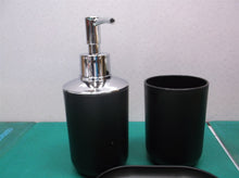 JOTOM Bathroom Accy 3 Pieces Plastic Inc Soap Dispenser Tumbler Soap Dish black