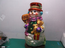 2003 Thomas Pacconi Classics Glass Blown Snowman on Wood Base ~ 9 " ds1