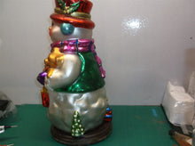2003 Thomas Pacconi Classics Glass Blown Snowman on Wood Base ~ 9 " ds1