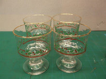 Set of 4 Arby's Holiday Holly Christmas Goblet Desert Glasses ds1