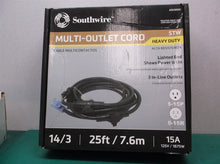 Southwire Generator Power Cord 20 Amps 14/3 STW 125 Volts 25ft Model# 65038901