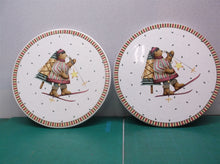 set of 2 Sakura Stoneware TRIVETs Debbie Mumm SLEDDING CHARACTERS bear tree