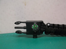 6 3/4 long paracord bracelet with firestarter whistle and compass