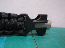 6 3/4 long paracord bracelet with firestarter whistle and compass