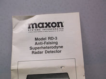 maxon rd-3 anti-falsing radar detector manual only ds1