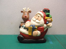 Eddie Walker Figurine Santa Reindeer in Sleigh Music Box ds1