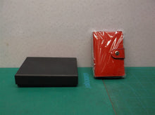 Credit Card Holder RFID Blocking Genuine Leather Vintage Aluminum Slim Case Red