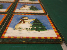 lot of 6 snowman coasters Cork Backing