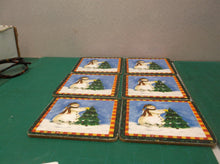 lot of 6 snowman coasters Cork Backing