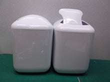 2 mDesign Plastic Square Mini Trash Can with Swing Lid for Bathroom Vanity White