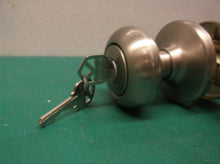 Satin Nickel Exterior Entry Door Knob with keys no hardware Kwikset