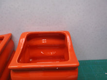2- 4" Red Ceramic Plant Pot Mini Modern Deco Planters w Folding Ribbon Design
