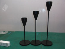 Set of 3 black metal candle holders