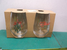 set of 2 Holiday wine glasses