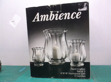 Home Essentials And Beyond Set of three Ambience 4" 6" 8" Glass Hurricanes
