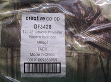 17.5" square polyester peacock pillow
