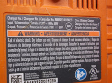 Ridgid R86092 18 Volt Lithium Ion Battery Charger sn ea18332d061355