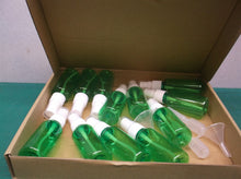 12 30 ml Green spray bottles with funnel & droppers