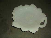 Fenton White Milk Glass Leaf Shape One Handled Dish