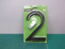 Everbilt 6 in. Matte Black Aluminum Floating or Flat Modern House Number 2